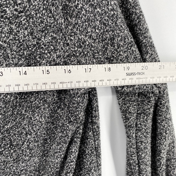 Reitmans Cardigan Womens Small Open Front Side Pockets Hood Black Grey Long - Picture 8 of 13